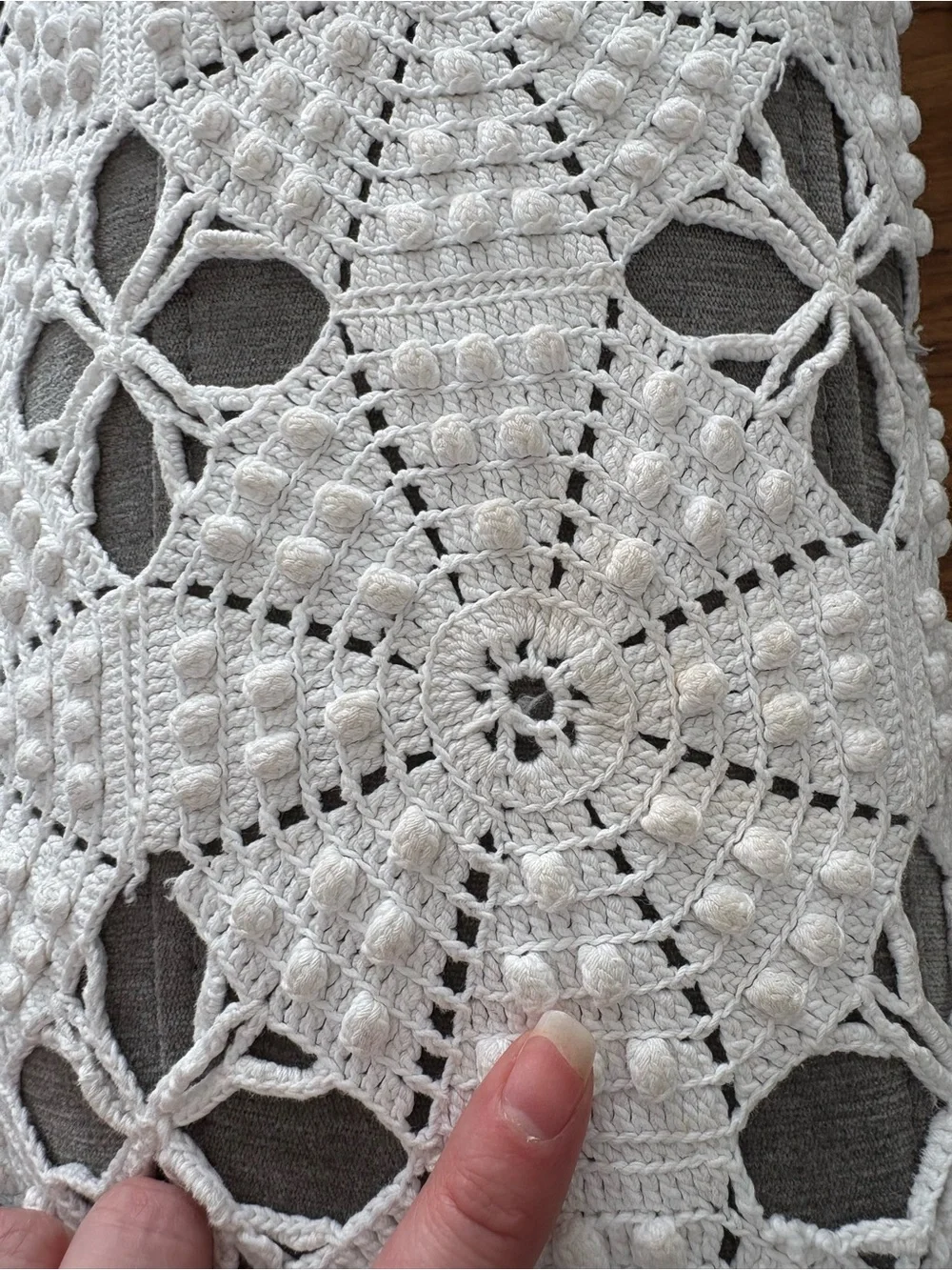 VTG handmade hand crocheted bedspread blanket 100% cotton 90x92 use or cutter